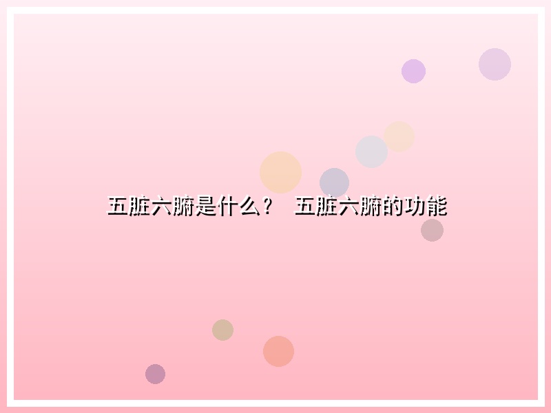 五脏六腑是什么？ 五脏六腑的功能
