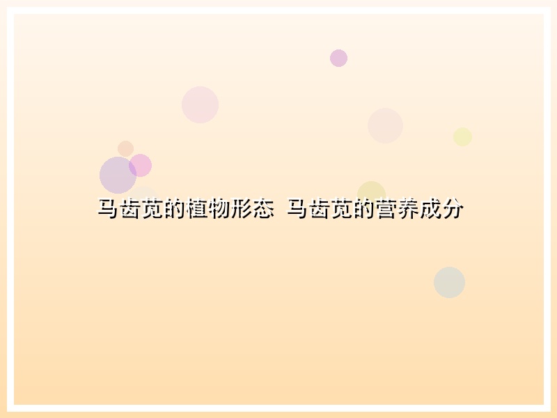 马齿苋的植物形态 马齿苋的营养成分