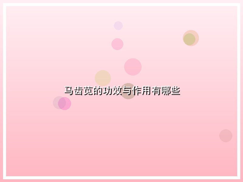 马齿苋的功效与作用有哪些