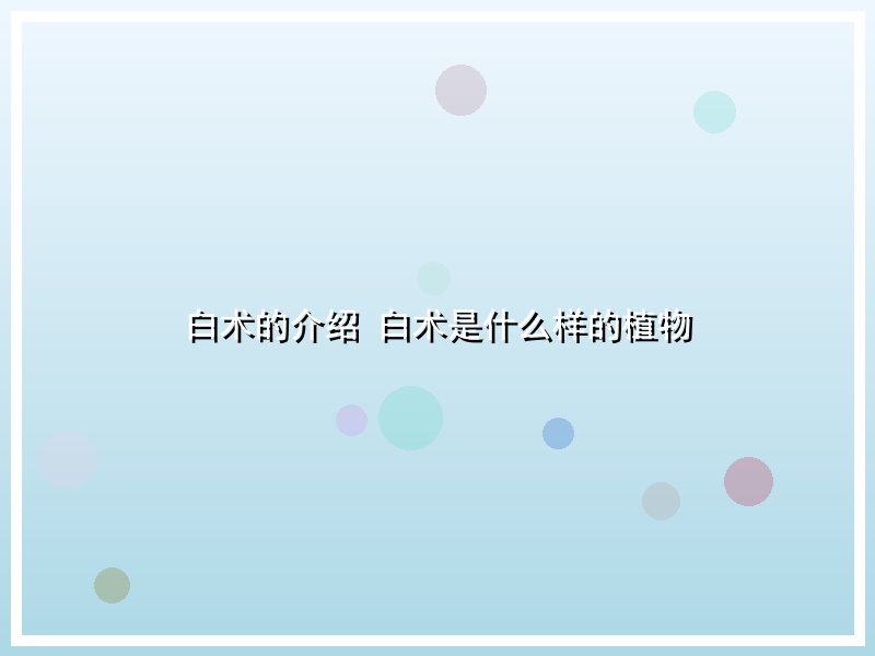 白术的介绍 白术是什么样的植物