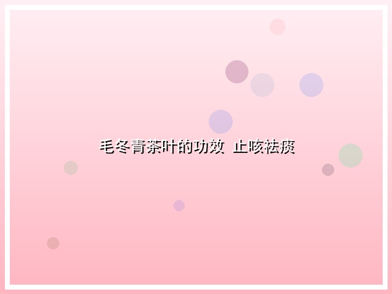 毛冬青茶叶的功效 止咳祛痰