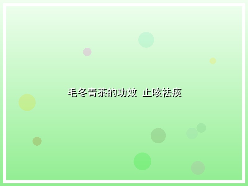 毛冬青茶的功效 止咳祛痰