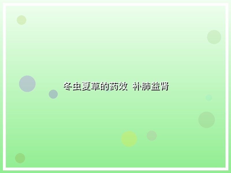 冬虫夏草的药效 补肺益肾