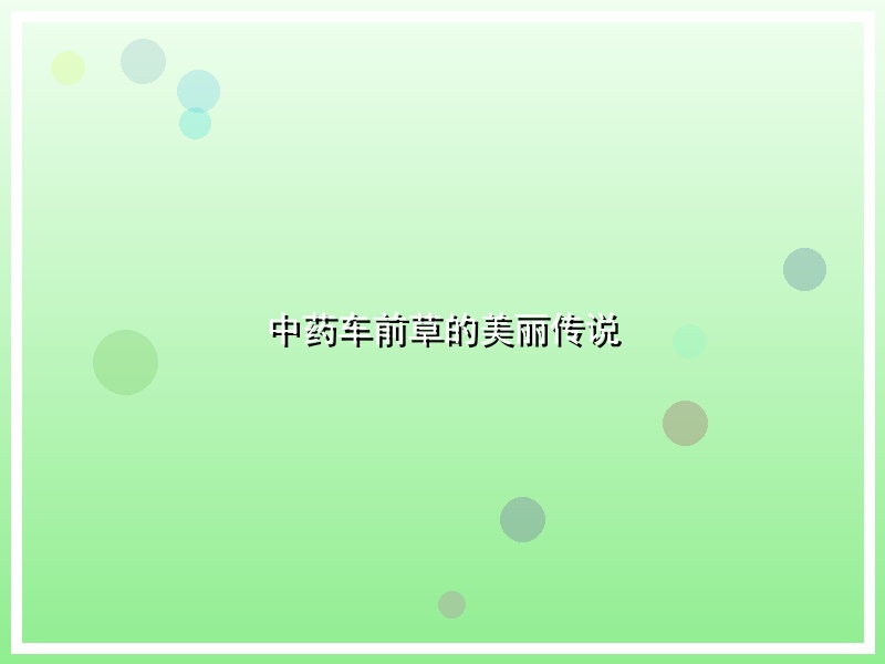 中药车前草的美丽传说