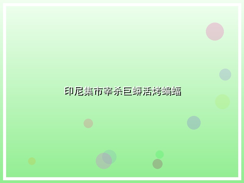 印尼集市宰杀巨蟒活烤蝙蝠